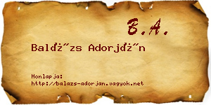 Balázs Adorján névjegykártya